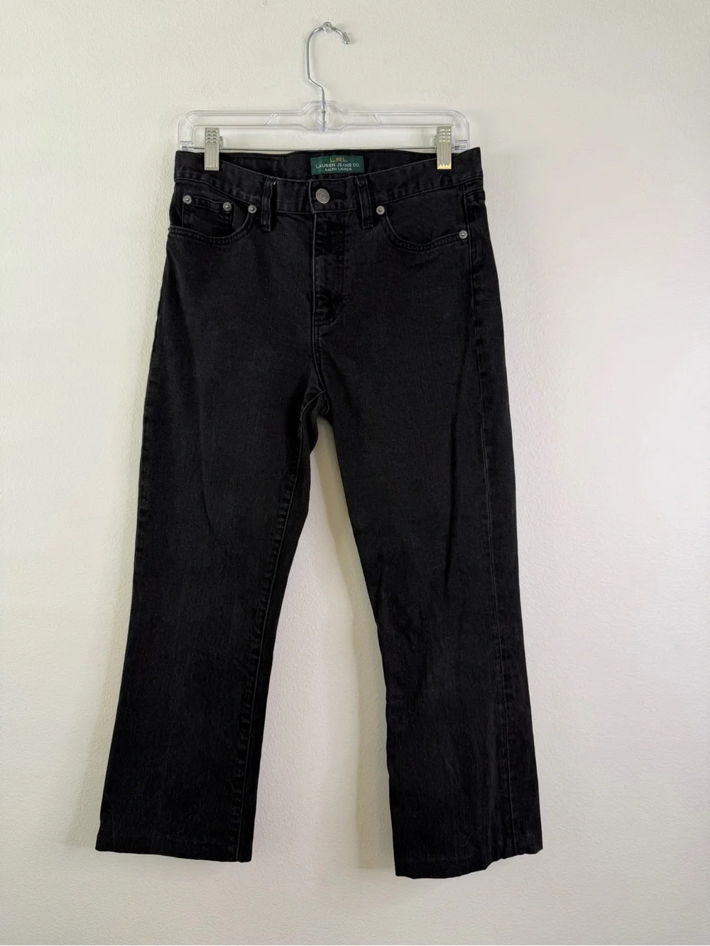 LRL Ralph Lauren Charcoal Black‎ Cropped Jeans Size 4 Classic Stretch Denim
